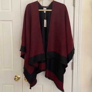 NWT Maroon/Black Poncho/ Wrap